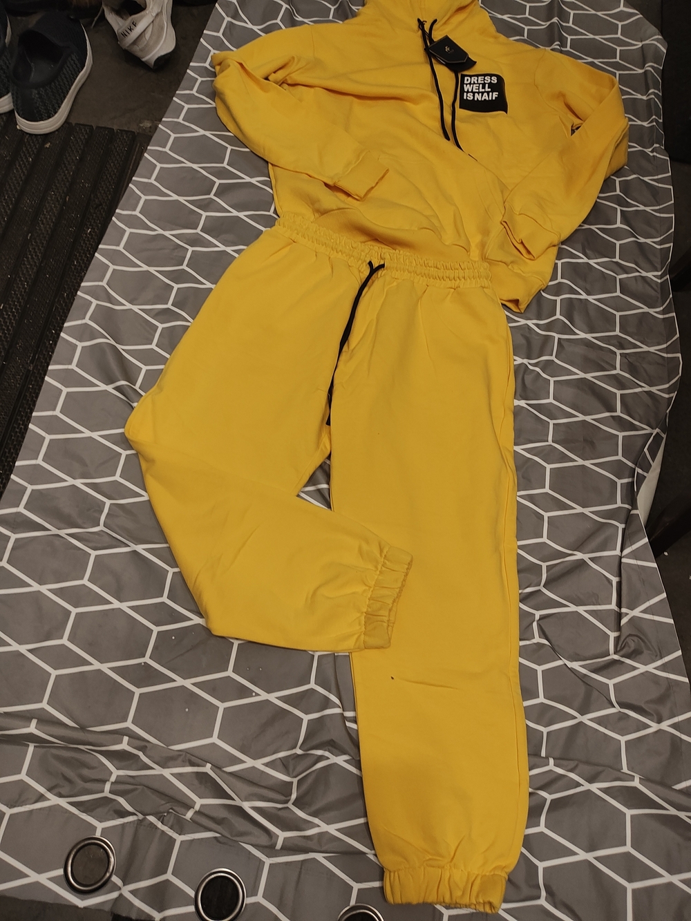 Yellow NAIF men's Jogger Pants & Hoodie Set XXL Slim